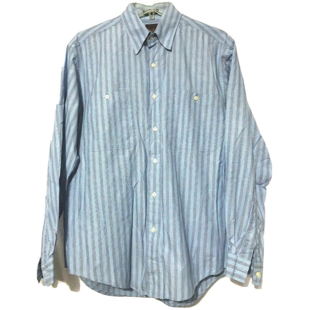 Joseph Abboud Blue Striped Button Front Dress Shirt Mens 15.5 34 Cotton